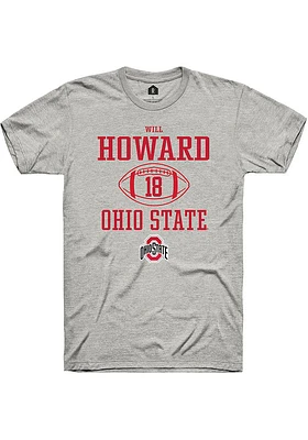 Will Howard  Ohio State Buckeyes Ash Rally NIL Sport Icon Short Sleeve T Shirt