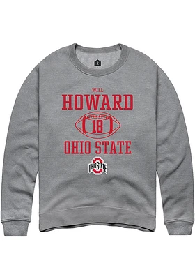 Will Howard  Rally Ohio State Buckeyes Mens Graphite NIL Sport Icon Long Sleeve Crew Sweatshirt