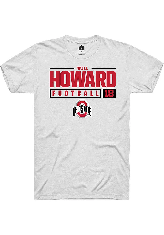 Will Howard Ohio State Buckeyes Rally NIL Stacked Box Short Sleeve T Shirt