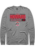 Will Howard  Ohio State Buckeyes Graphite Rally NIL Stacked Box Long Sleeve T Shirt