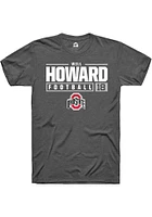 Will Howard  Ohio State Buckeyes Dark Grey Rally NIL Stacked Box Short Sleeve T Shirt