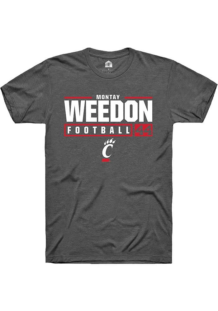 Montay Weedon  Cincinnati Bearcats Dark Grey Rally NIL Stacked Box Short Sleeve T Shirt