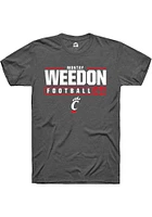 Montay Weedon  Cincinnati Bearcats Dark Grey Rally NIL Stacked Box Short Sleeve T Shirt