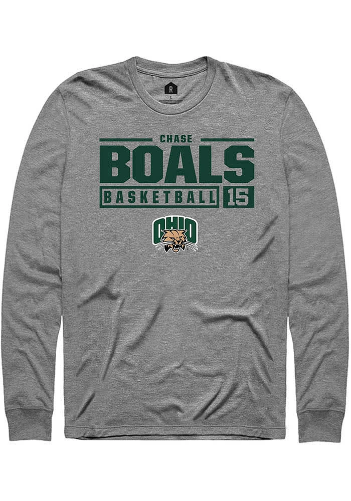 Chase Boals Ohio Bobcats Graphite Rally NIL Stacked Box Long Sleeve T Shirt