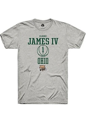 Elmore James IV  Ohio Bobcats Ash Rally NIL Sport Icon Short Sleeve T Shirt