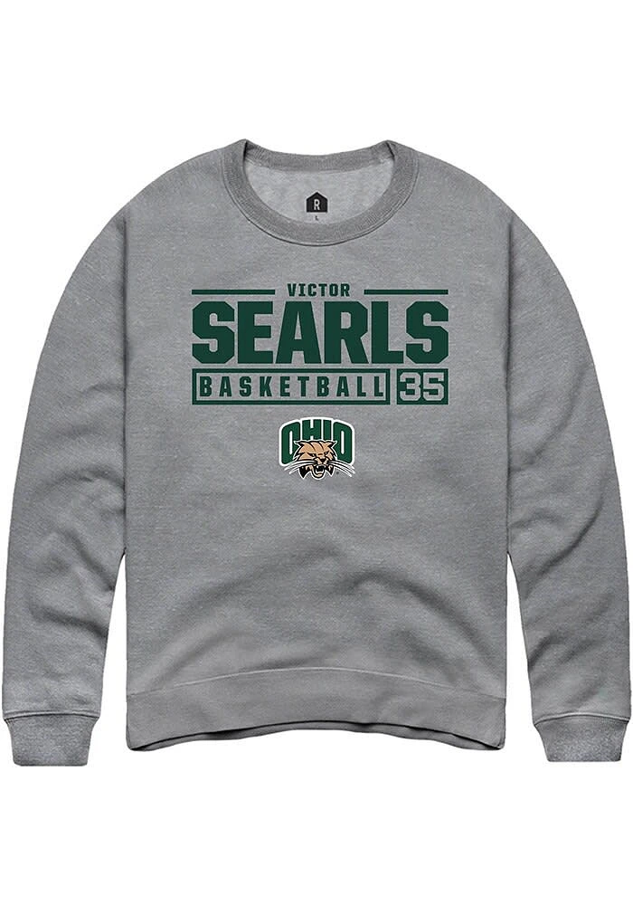 Victor Searls Rally Ohio Bobcats Mens Graphite NIL Stacked Box Long Sleeve Crew Sweatshirt