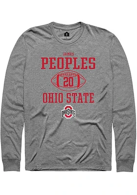 James Peoples  Ohio State Buckeyes Graphite Rally NIL Sport Icon Long Sleeve T Shirt