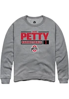 Ajae Petty  Rally Ohio State Buckeyes Mens Graphite NIL Stacked Box Long Sleeve Crew Sweatshirt