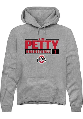 Ajae Petty  Rally Ohio State Buckeyes Mens Graphite NIL Stacked Box Long Sleeve Hoodie