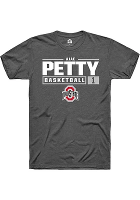 Ajae Petty  Ohio State Buckeyes Dark Grey Rally NIL Stacked Box Short Sleeve T Shirt