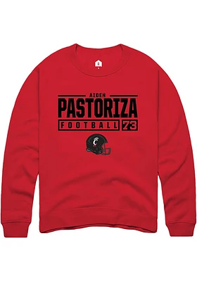 Aiden Pastoriza  Rally Cincinnati Bearcats Mens Red NIL Stacked Box Long Sleeve Crew Sweatshirt