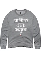 Brendan Sorsby  Rally Cincinnati Bearcats Mens Graphite NIL Sport Icon Long Sleeve Crew Sweatshi..