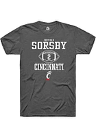 Brendan Sorsby  Cincinnati Bearcats Dark Grey Rally NIL Sport Icon Short Sleeve T Shirt