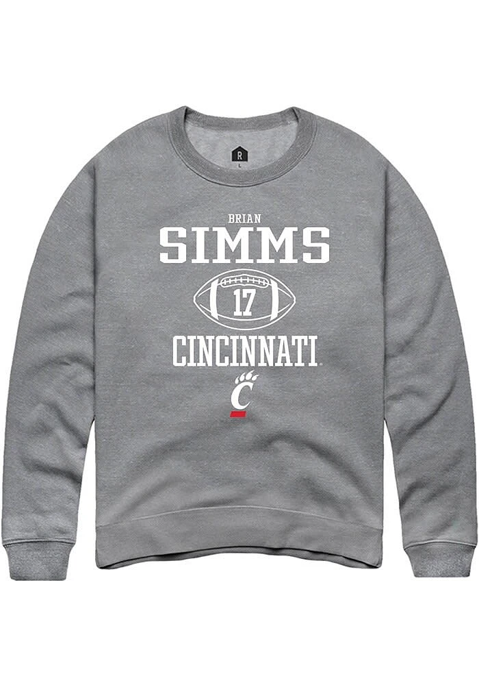 Brian Simms  Rally Cincinnati Bearcats Mens Graphite NIL Sport Icon Long Sleeve Crew Sweatshirt