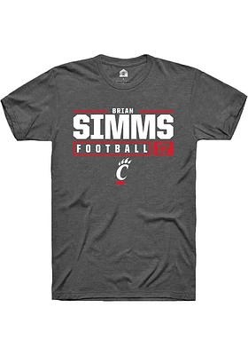 Brian Simms  Cincinnati Bearcats Dark Grey Rally NIL Stacked Box Short Sleeve T Shirt