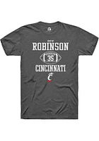 Drew Robinson  Cincinnati Bearcats Dark Grey Rally NIL Sport Icon Short Sleeve T Shirt