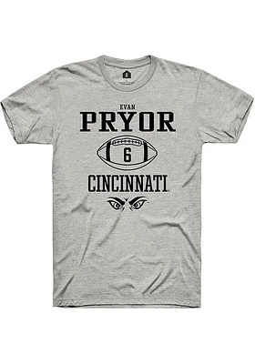 Evan Pryor  Cincinnati Bearcats Ash Rally NIL Sport Icon Short Sleeve T Shirt