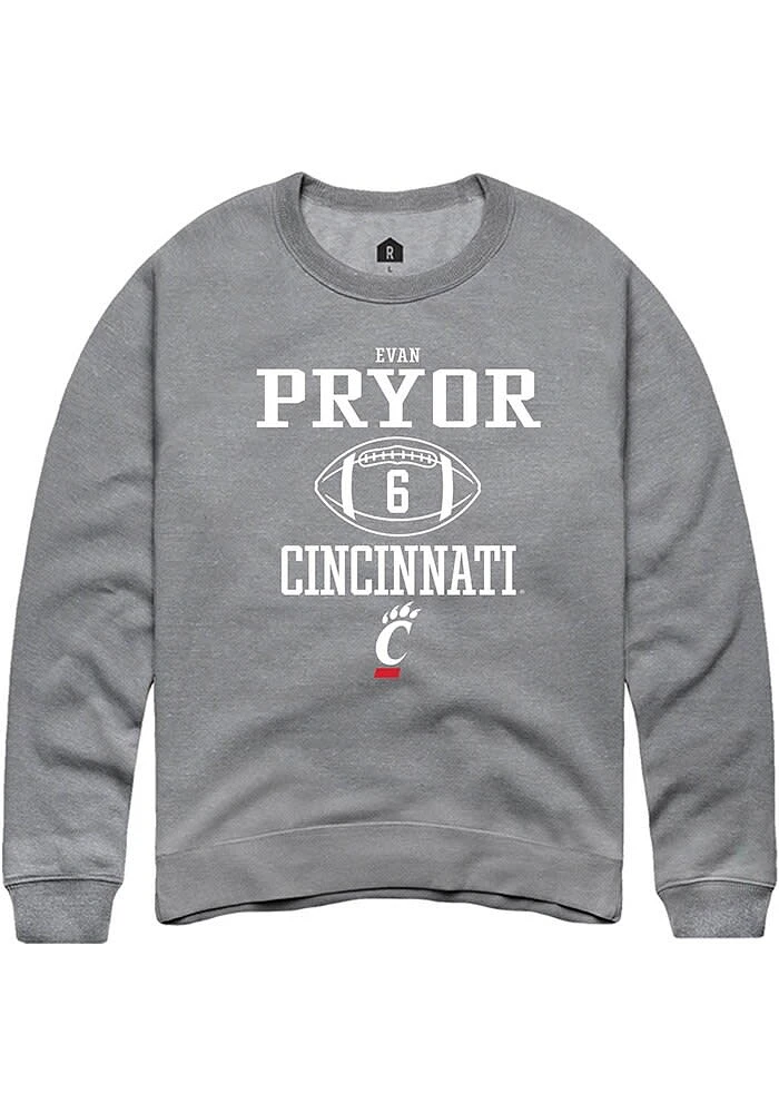 Evan Pryor  Rally Cincinnati Bearcats Mens Graphite NIL Sport Icon Long Sleeve Crew Sweatshirt