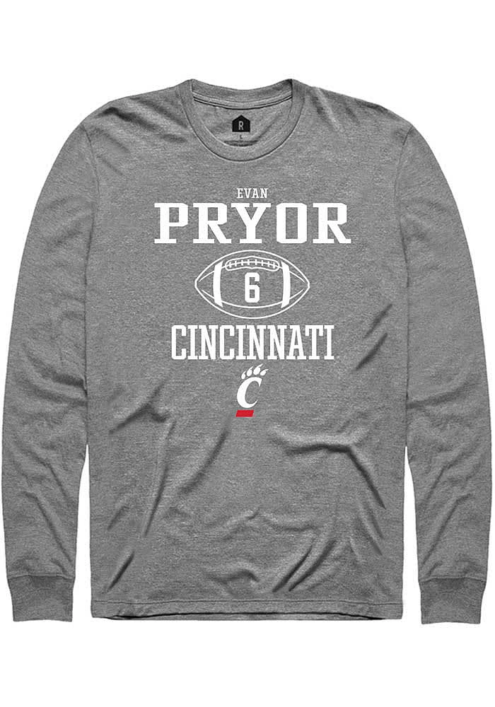 Evan Pryor  Cincinnati Bearcats Graphite Rally NIL Sport Icon Long Sleeve T Shirt