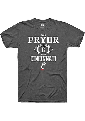 Evan Pryor  Cincinnati Bearcats Dark Grey Rally NIL Sport Icon Short Sleeve T Shirt