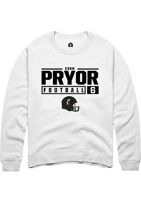 Evan Pryor Rally Cincinnati Bearcats Mens NIL Stacked Box Long Sleeve Crew Sweatshirt