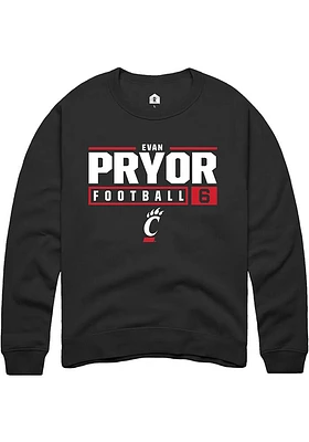 Evan Pryor Rally Cincinnati Bearcats Mens NIL Stacked Box Long Sleeve Crew Sweatshirt