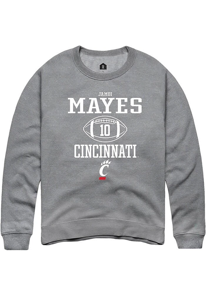 Jamoi Mayes  Rally Cincinnati Bearcats Mens Graphite NIL Sport Icon Long Sleeve Crew Sweatshirt