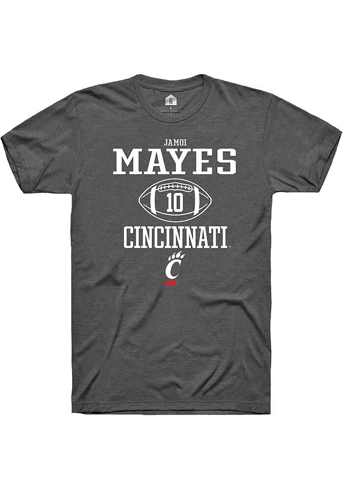 Jamoi Mayes  Cincinnati Bearcats Dark Grey Rally NIL Sport Icon Short Sleeve T Shirt