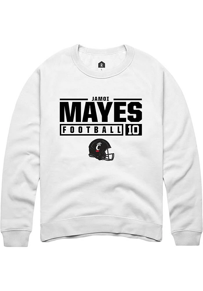 Jamoi Mayes Rally Cincinnati Bearcats Mens NIL Stacked Box Long Sleeve Crew Sweatshirt