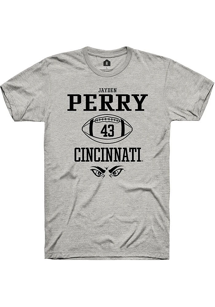 Jayden Perry  Cincinnati Bearcats Ash Rally NIL Sport Icon Short Sleeve T Shirt