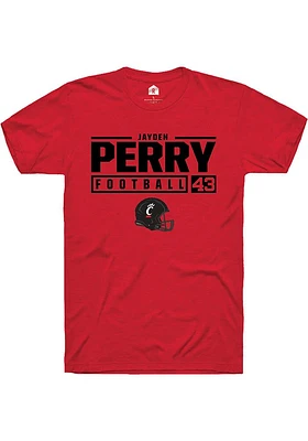 Jayden Perry Cincinnati Bearcats Rally NIL Stacked Box Short Sleeve T Shirt