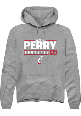 Jayden Perry  Rally Cincinnati Bearcats Mens Graphite NIL Stacked Box Long Sleeve Hoodie