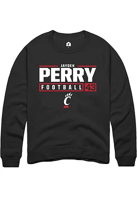 Jayden Perry Rally Cincinnati Bearcats Mens NIL Stacked Box Long Sleeve Crew Sweatshirt