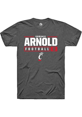 Ormanie Arnold  Cincinnati Bearcats Dark Grey Rally NIL Stacked Box Short Sleeve T Shirt