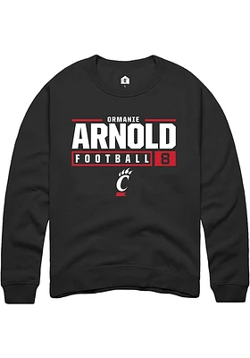 Ormanie Arnold Rally Cincinnati Bearcats Mens NIL Stacked Box Long Sleeve Crew Sweatshirt