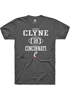 Stanley Clyne  Cincinnati Bearcats Dark Grey Rally NIL Sport Icon Short Sleeve T Shirt