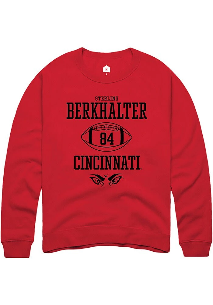 Sterling Berkhalter  Rally Cincinnati Bearcats Mens Red NIL Sport Icon Long Sleeve Crew Sweatshi..