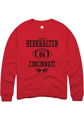 Sterling Berkhalter  Rally Cincinnati Bearcats Mens Red NIL Sport Icon Long Sleeve Crew Sweatshi..