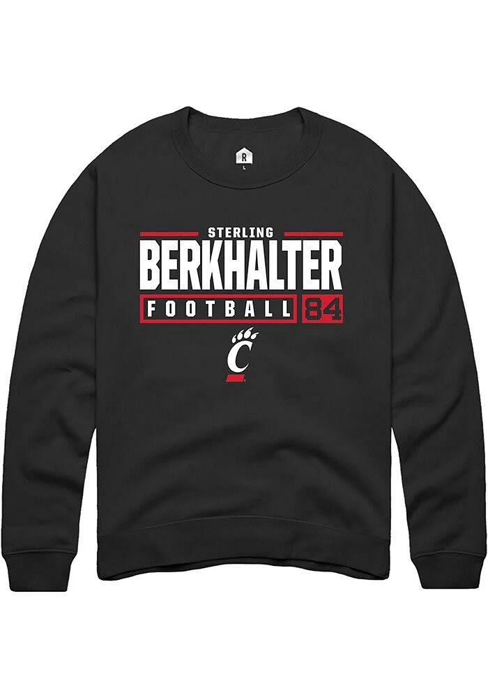 Sterling Berkhalter Rally Cincinnati Bearcats Mens NIL Stacked Box Long Sleeve Crew Sweat