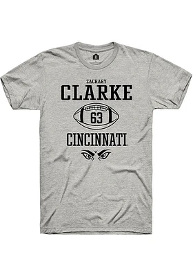 Zachary Clarke  Cincinnati Bearcats Ash Rally NIL Sport Icon Short Sleeve T Shirt