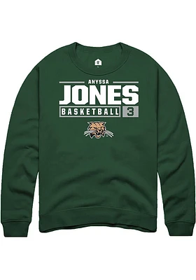 Anyssa Jones  Rally Ohio Bobcats Mens Green NIL Stacked Box Long Sleeve Crew Sweatshirt