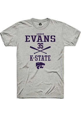 Andrew Evans  K-State Wildcats Ash Rally NIL Sport Icon Short Sleeve T Shirt