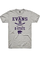 Andrew Evans  K-State Wildcats Ash Rally NIL Sport Icon Short Sleeve T Shirt