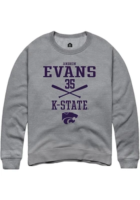 Andrew Evans  Rally K-State Wildcats Mens Graphite NIL Sport Icon Long Sleeve Crew Sweatshirt