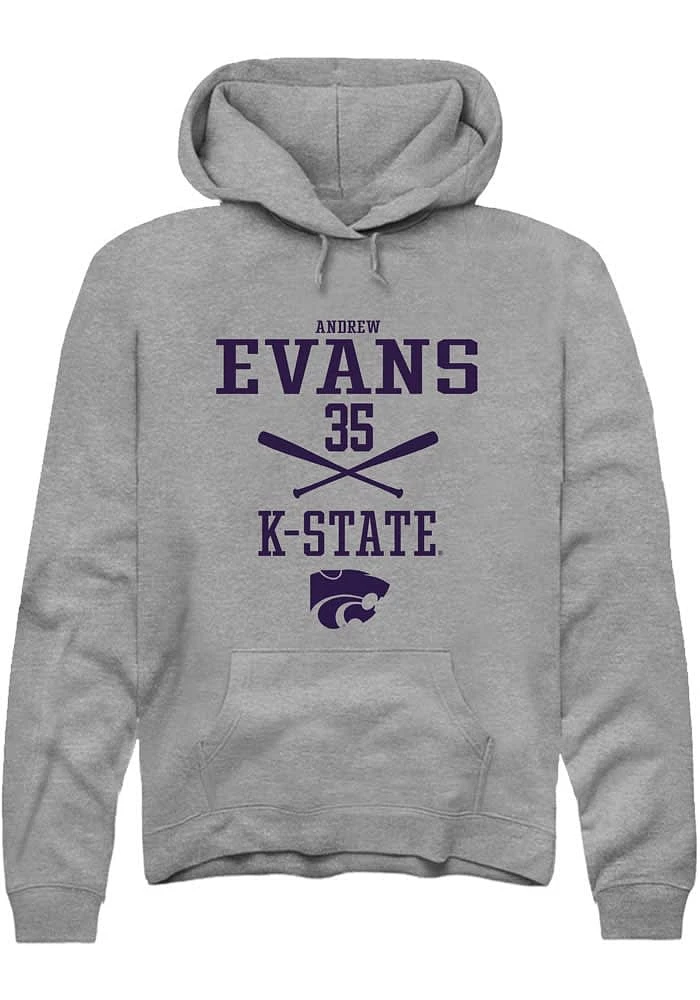 Andrew Evans Rally K-State Wildcats Mens Graphite NIL Sport Icon Long Sleeve Hoodie