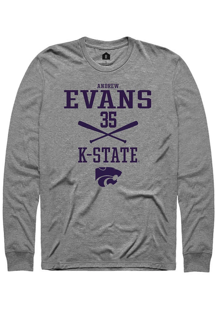 Andrew Evans K-State Wildcats Graphite Rally NIL Sport Icon Long Sleeve T Shirt