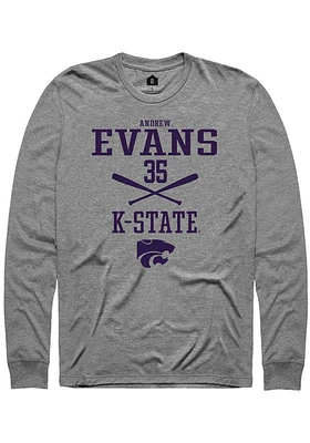 Andrew Evans  K-State Wildcats Graphite Rally NIL Sport Icon Long Sleeve T Shirt