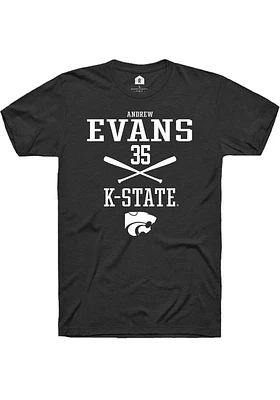 Andrew Evans  K-State Wildcats Black Rally NIL Sport Icon Short Sleeve T Shirt