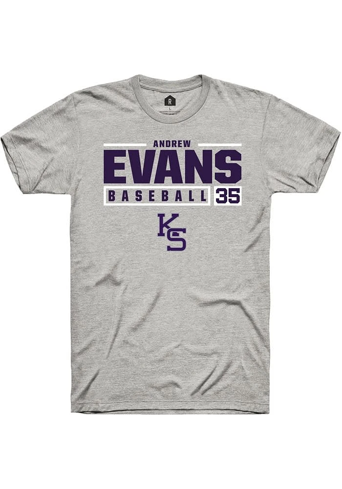 Andrew Evans K-State Wildcats Ash Rally NIL Stacked Box Short Sleeve T Shirt