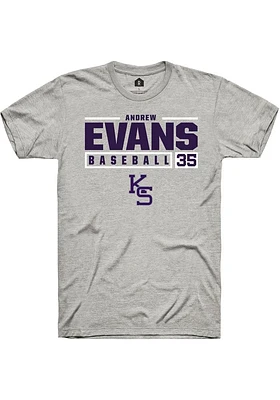 Andrew Evans  K-State Wildcats Ash Rally NIL Stacked Box Short Sleeve T Shirt